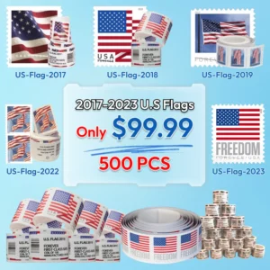 Limited Time Deal: $89.99 for 5 Rolls(500 Forever Stamps) - 2017/2018/2019/2022 Flag